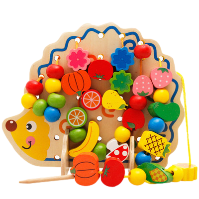 Montessori Wooden Threading Rope Puzzle Toy