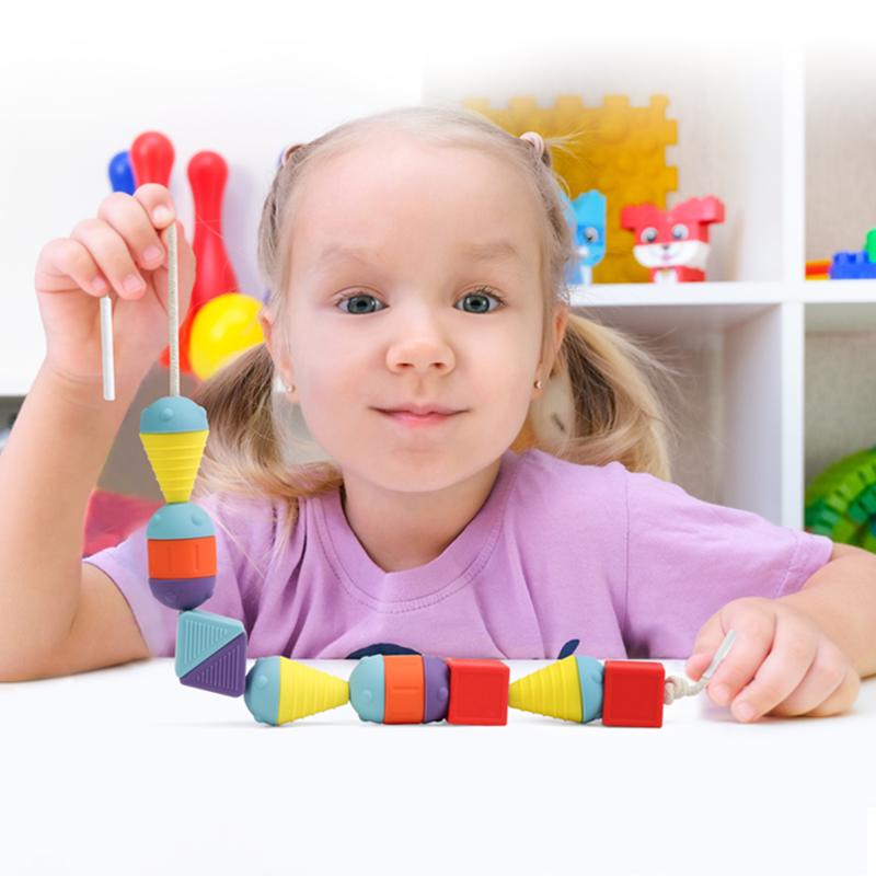 BPA-Free Silicone Stacking and Threading Educational Toy