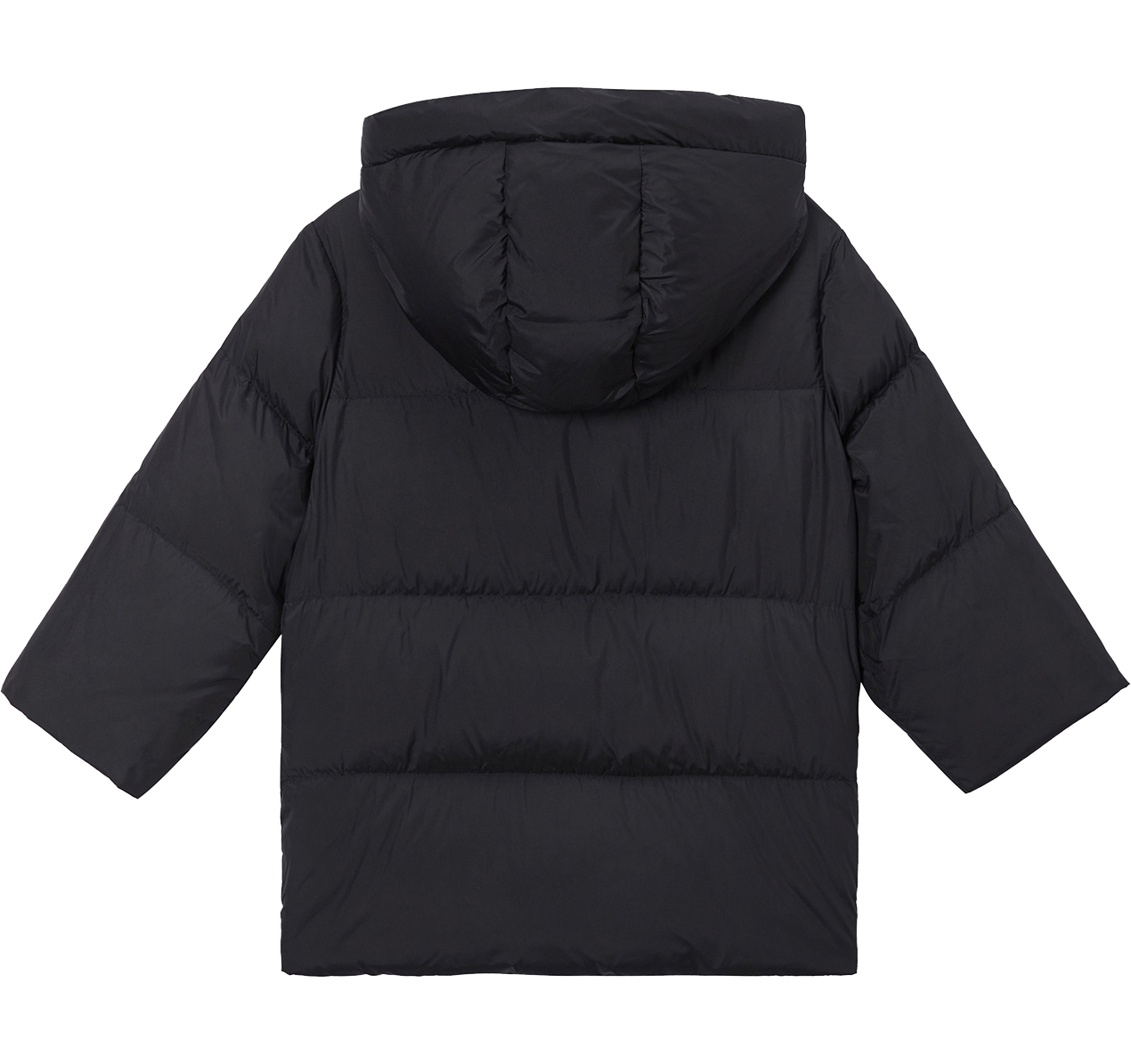 Kids' Mid-Length Hooded Winter Jacket with Zip and Snap Closure