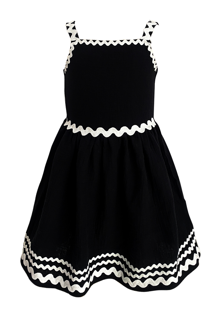 Girls' Sleeveless Black Strapless Long Dress