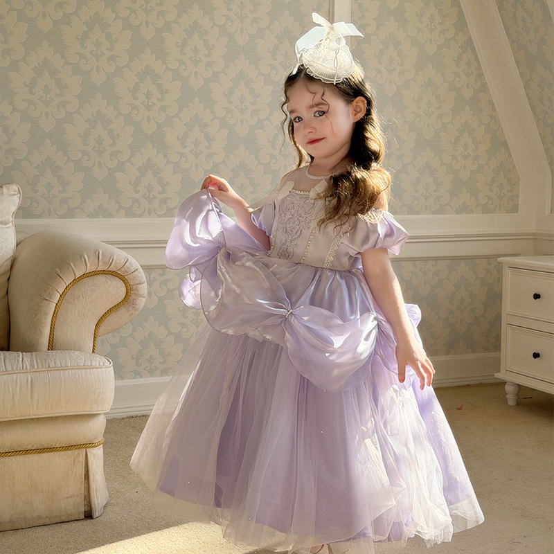 Purple Princess-Style Gown for Girls