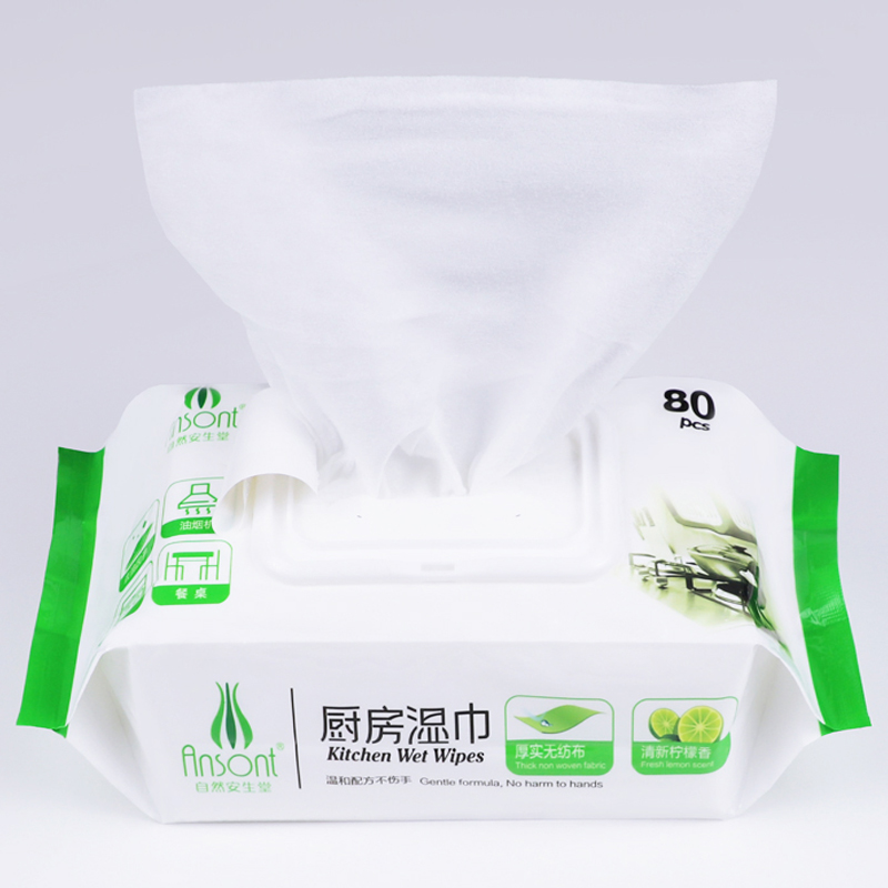 Food Grade Kitchen Hearth Ventilator Dishes Cleaning Oil Stain Remover Antibacterial Wet Wipes