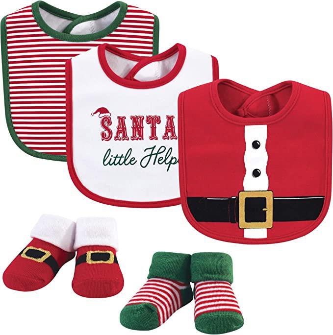 Neutral baby cotton bib and sock set