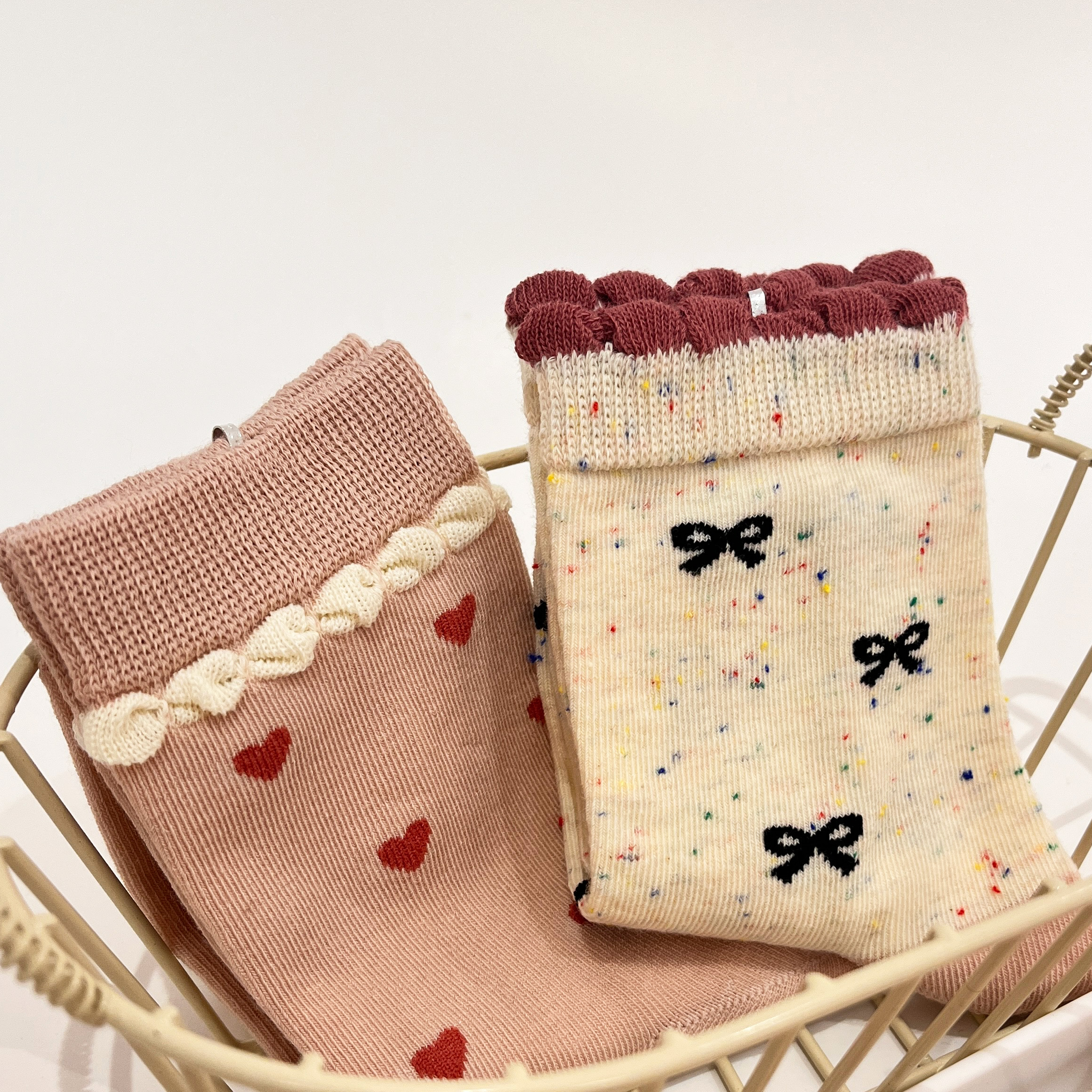 Children's pink bow socks set