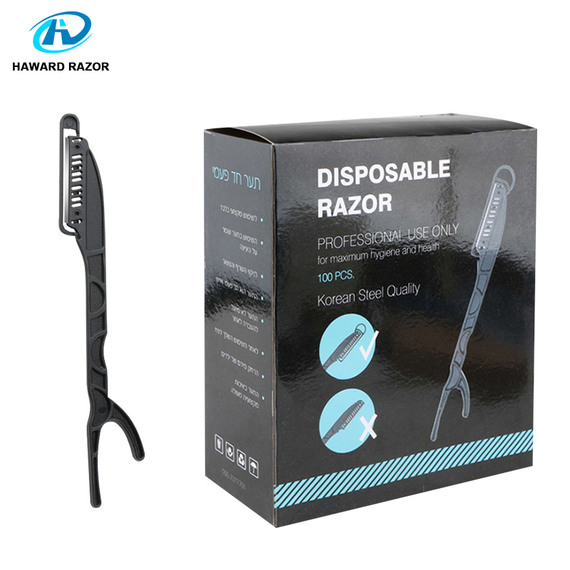 Disposable Barber Shaving Razor with Long Plastic Handle