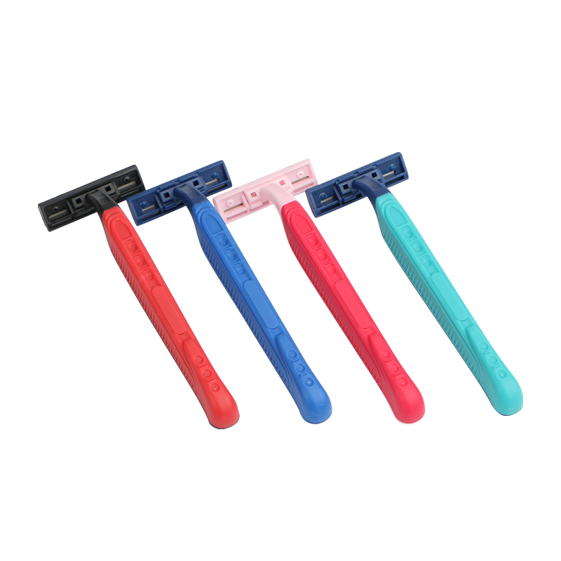 Twin Blade Disposable Razor with Rubber Handle