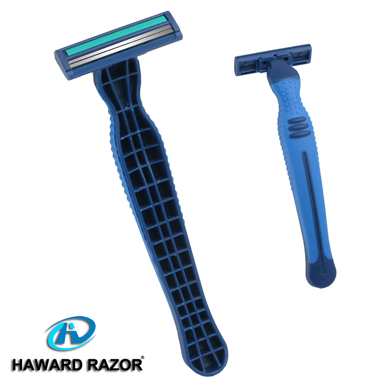 Twin Blade Disposable Razor with Rubber Handle