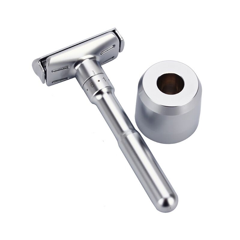 Adjustable Double Edge Safety Razor with Metal Handle