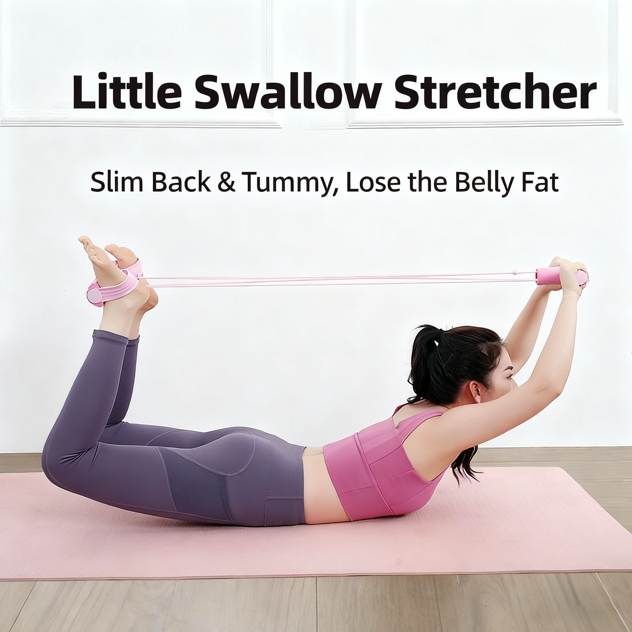 Foot-operated resistance trainer for home fitness and yoga workouts