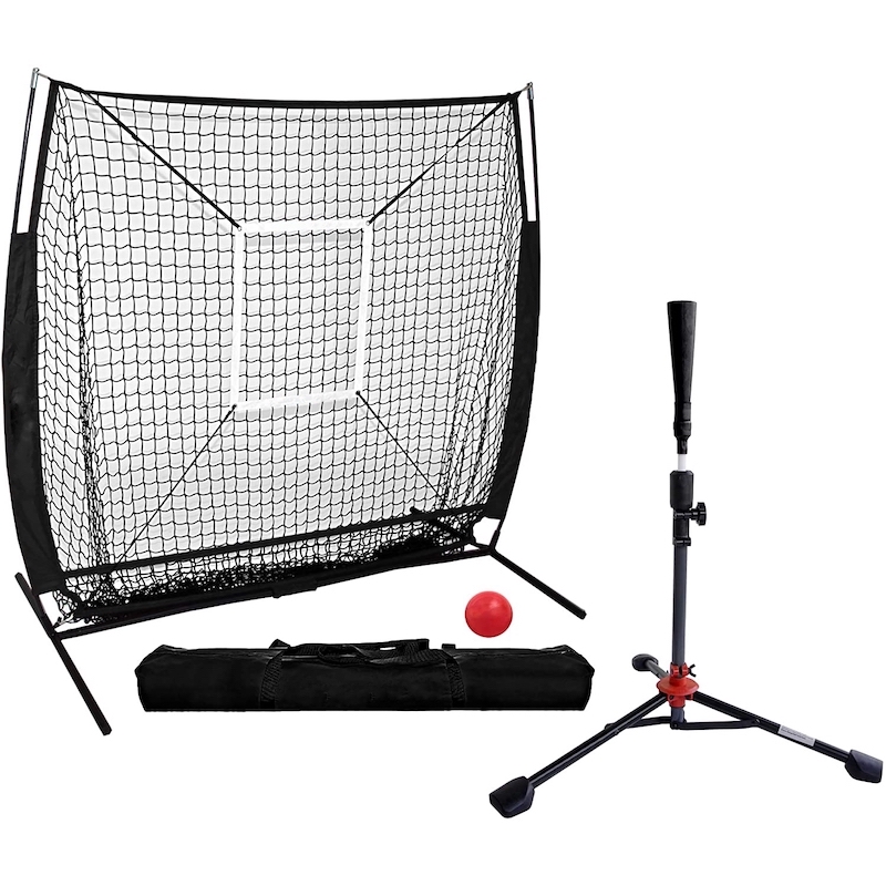 7x7ft Baseball Practice Net with Fiberglass Poles and Carry Bag
