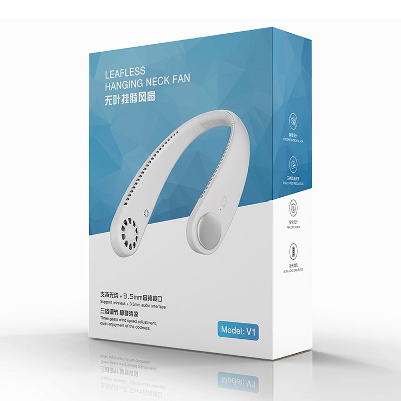 V1 Leafless Hanging Rechargeable Bluetooth Speaker Neck Fan