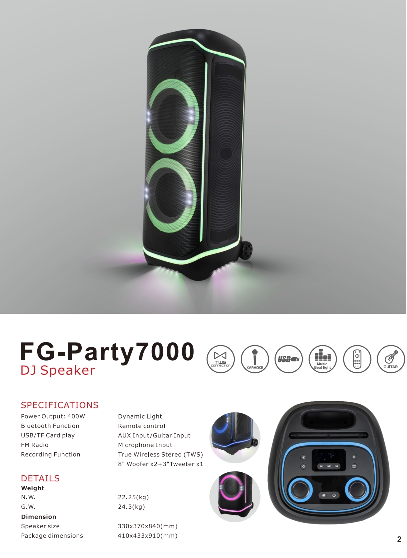 FG-Party7000DJ Bluetooth Speaker with 400W Output