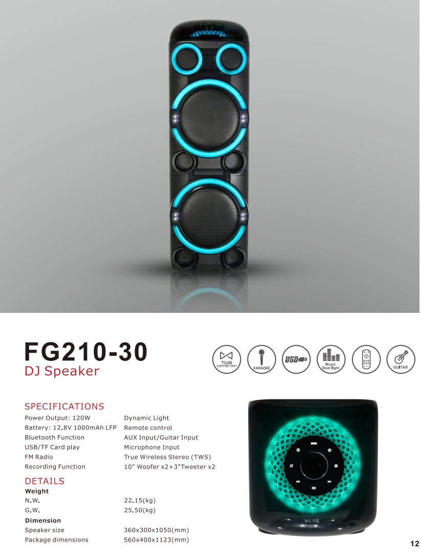 Bluetooth Speaker with Dual Woofers and Tweeters