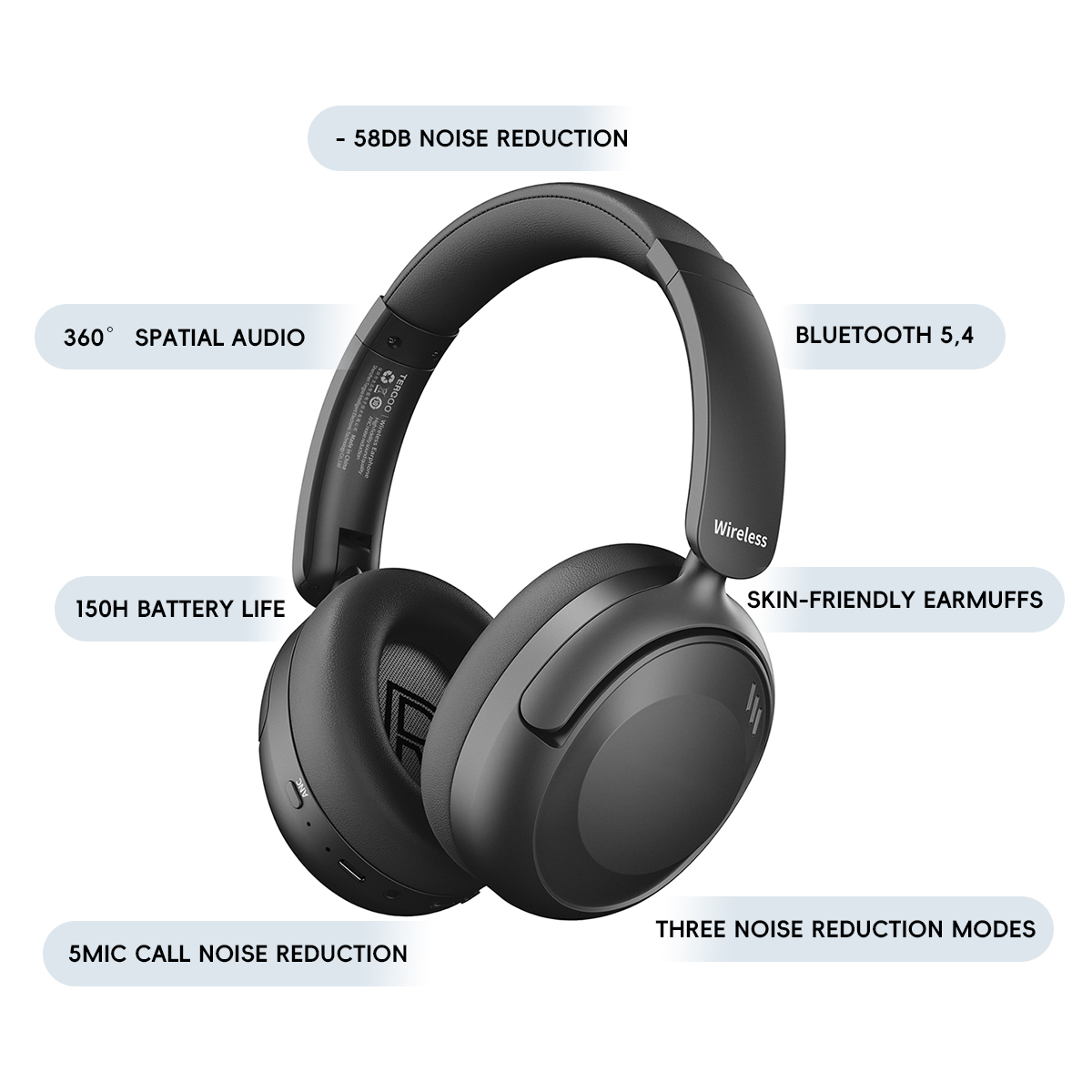 Wireless Gaming Headset with Spatial Audio & Noise Cancelling