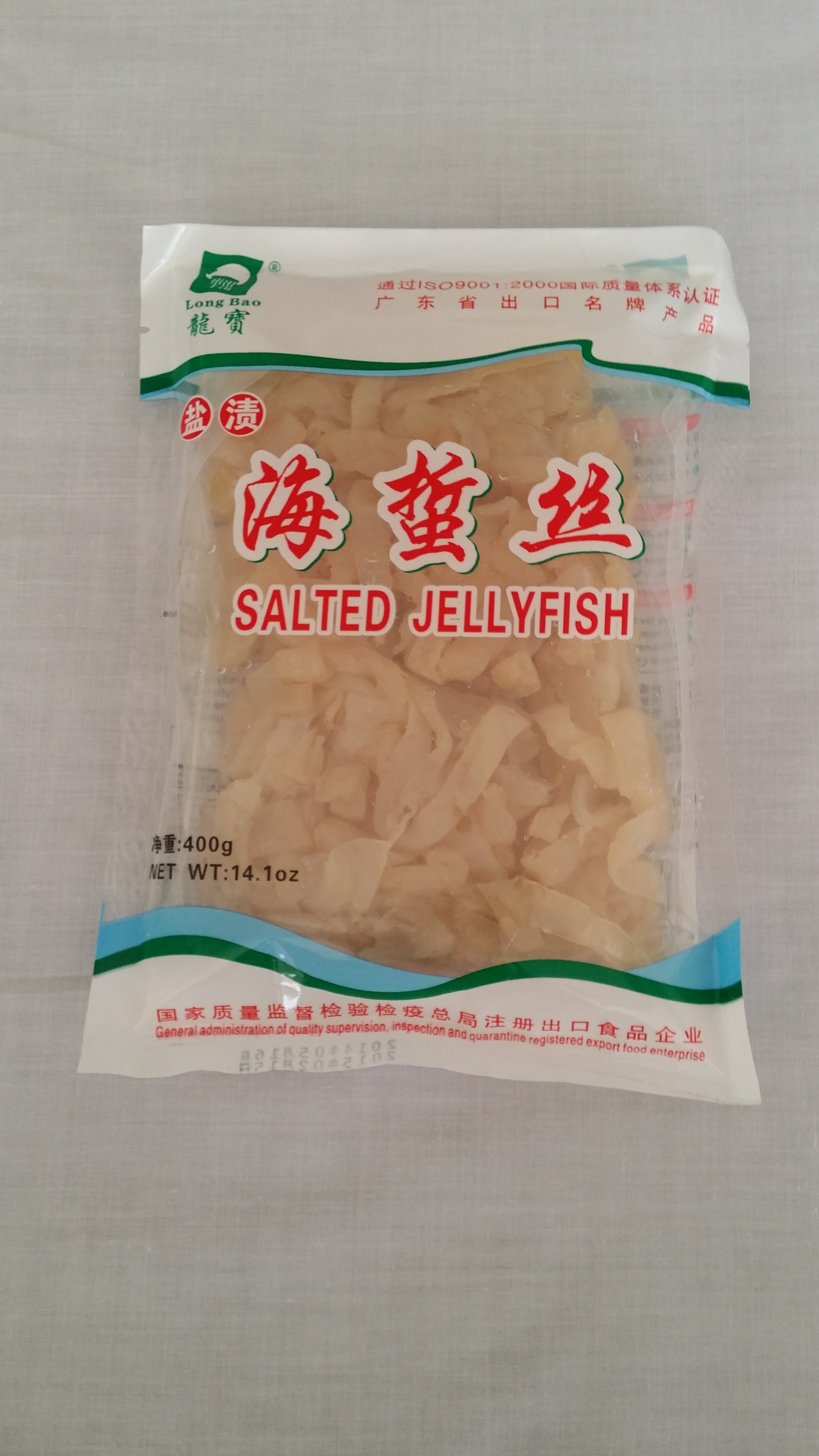 Longbao Brand Sliced Salted Jellyfish 400g