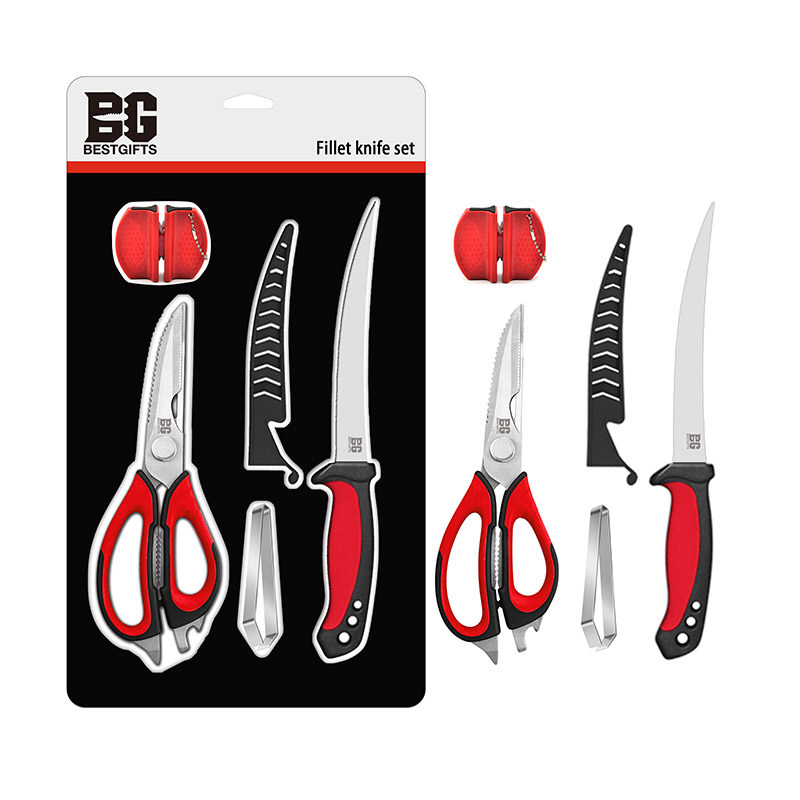 4-Piece Fillet Knife Kit with Sharpener and Sheath