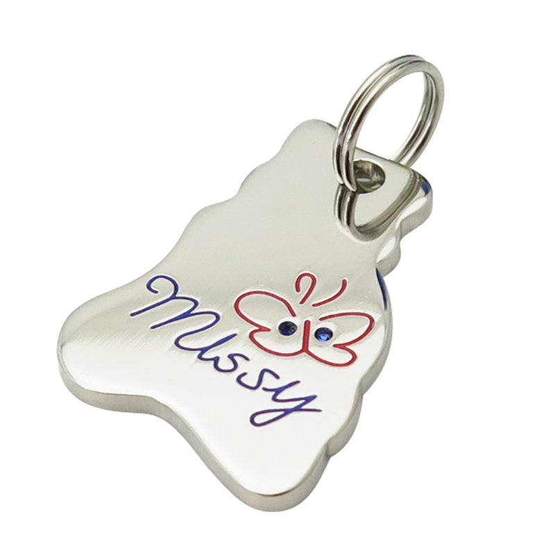 Wholesale Custom Stainless Steel Pet ID Tags with Enamel and Rhinestones