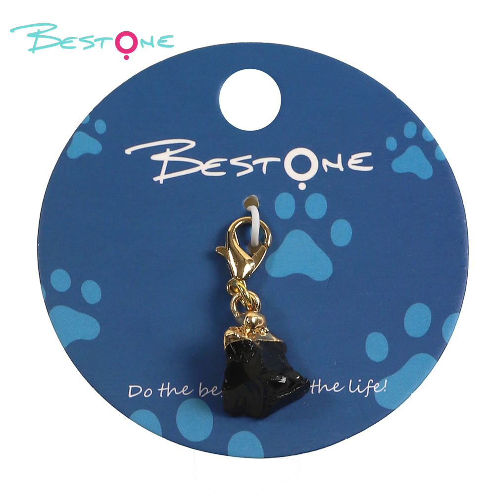 Cat Paw Shape Semi-precious Stone Pet Charm - Obsidian/Clear Quartz - 5x7mm