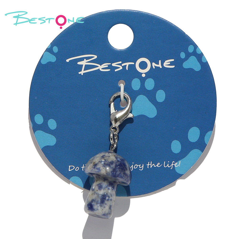 Mushroom Shape Semi-Precious Stone Pet Charm - Blue Sodalite or Green Aventurine
