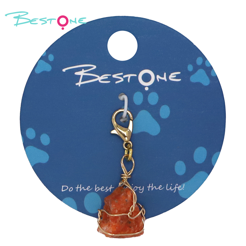 Pet Charm - Fancy Shape Semi-precious Stone with Gold Wire Winding - Yellow Tiger Eye