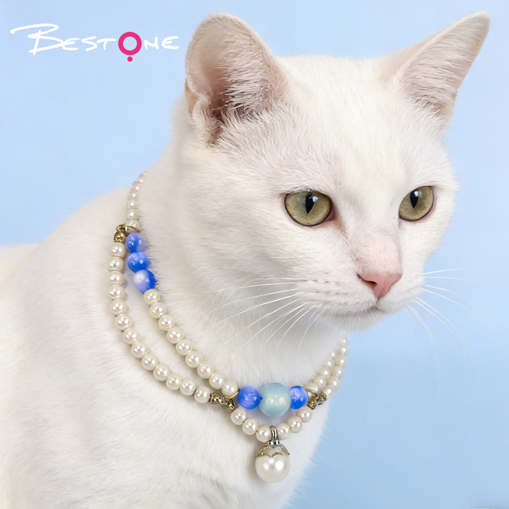Beaded Pet Necklace with Pearl Pendant