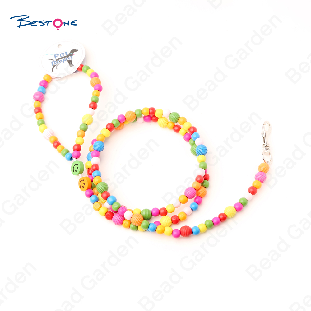 Multicolor Wooden Beads Dog Leash