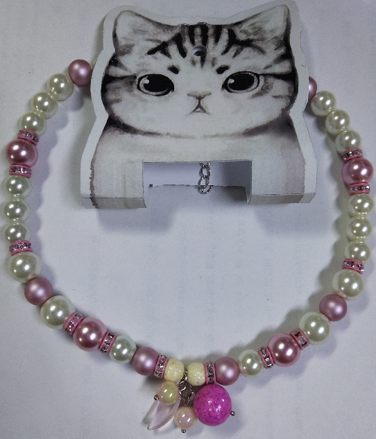 Pink Imitation Pearl Beads Dog Collar Necklace