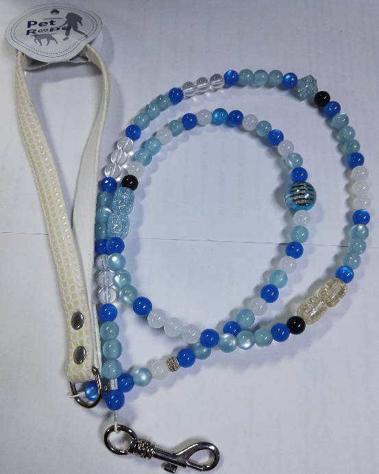 Blue Acrylic Beads Dog Leash 120cm