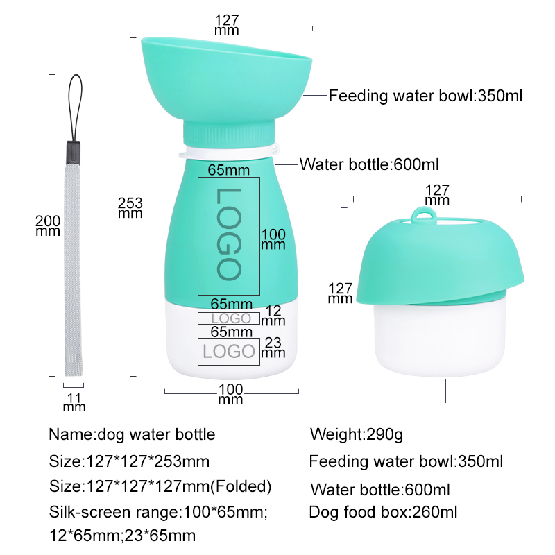 3-in-1 Portable Silicone Dog Water Bottle and Feeder