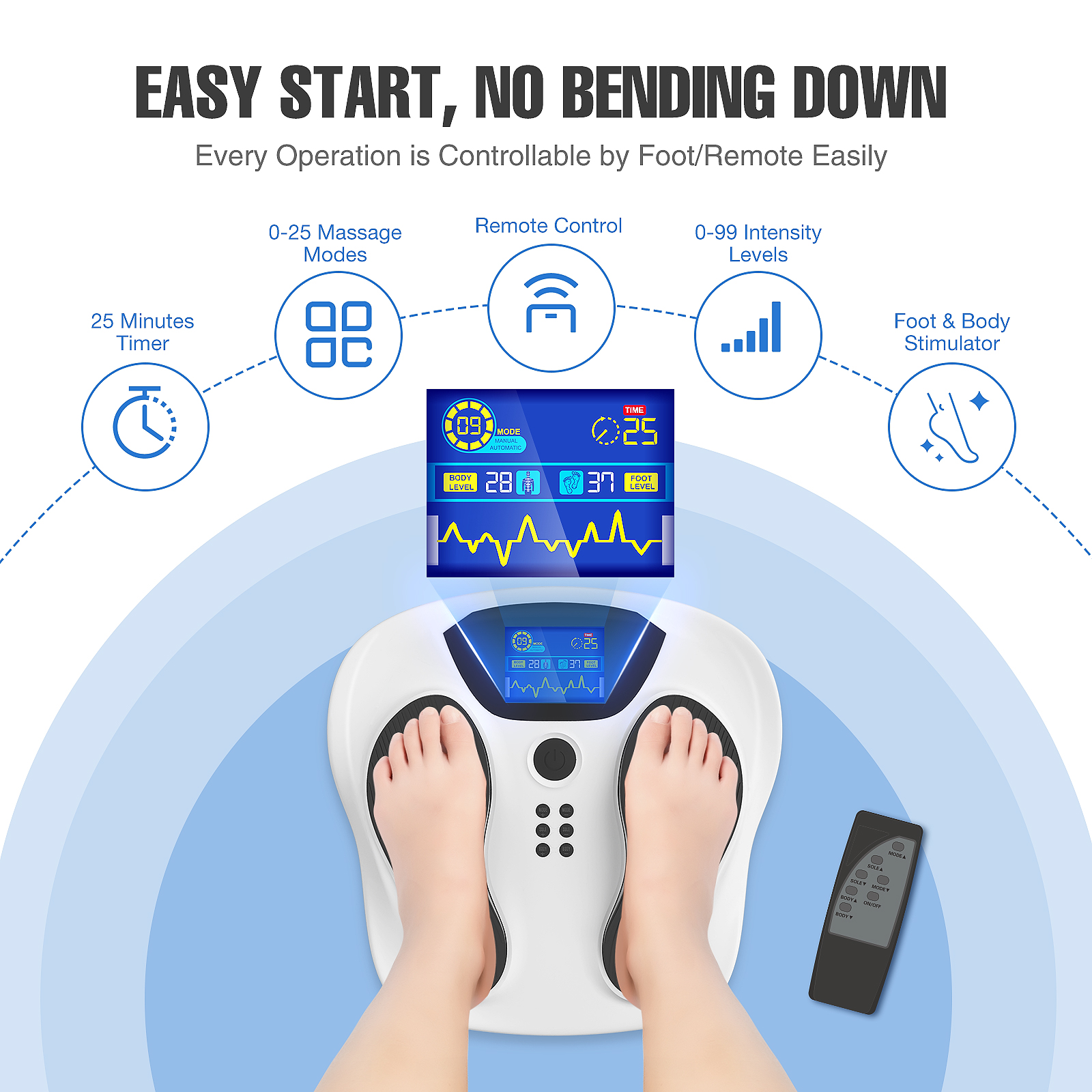 New EMS Pulse Electric Leg Massager for Knee and Foot