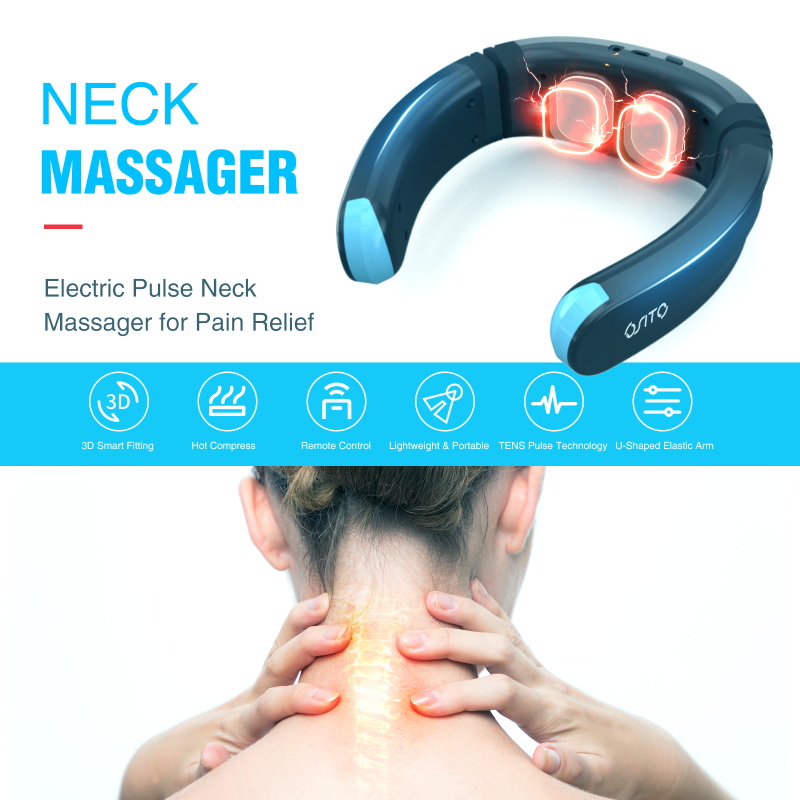 Smart Electric Neck Massager with TENS, Pulse Heating, and 10 Modes