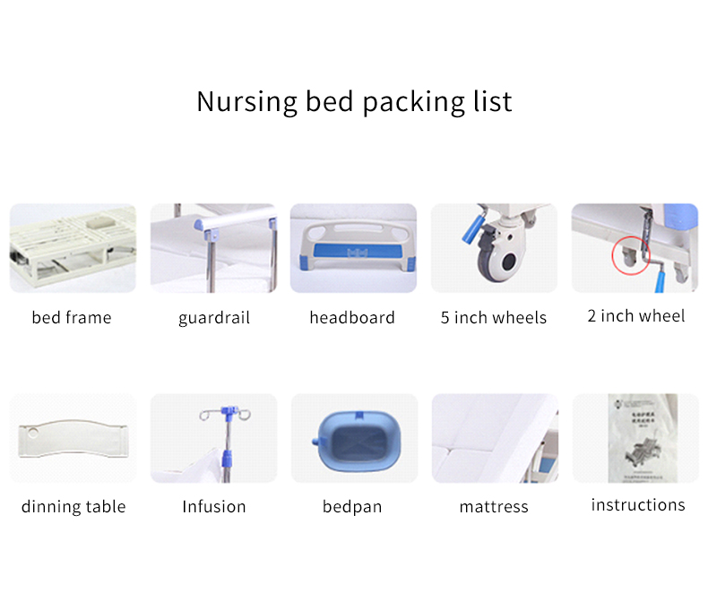 Manual Three Crank Hospital Medical Bed