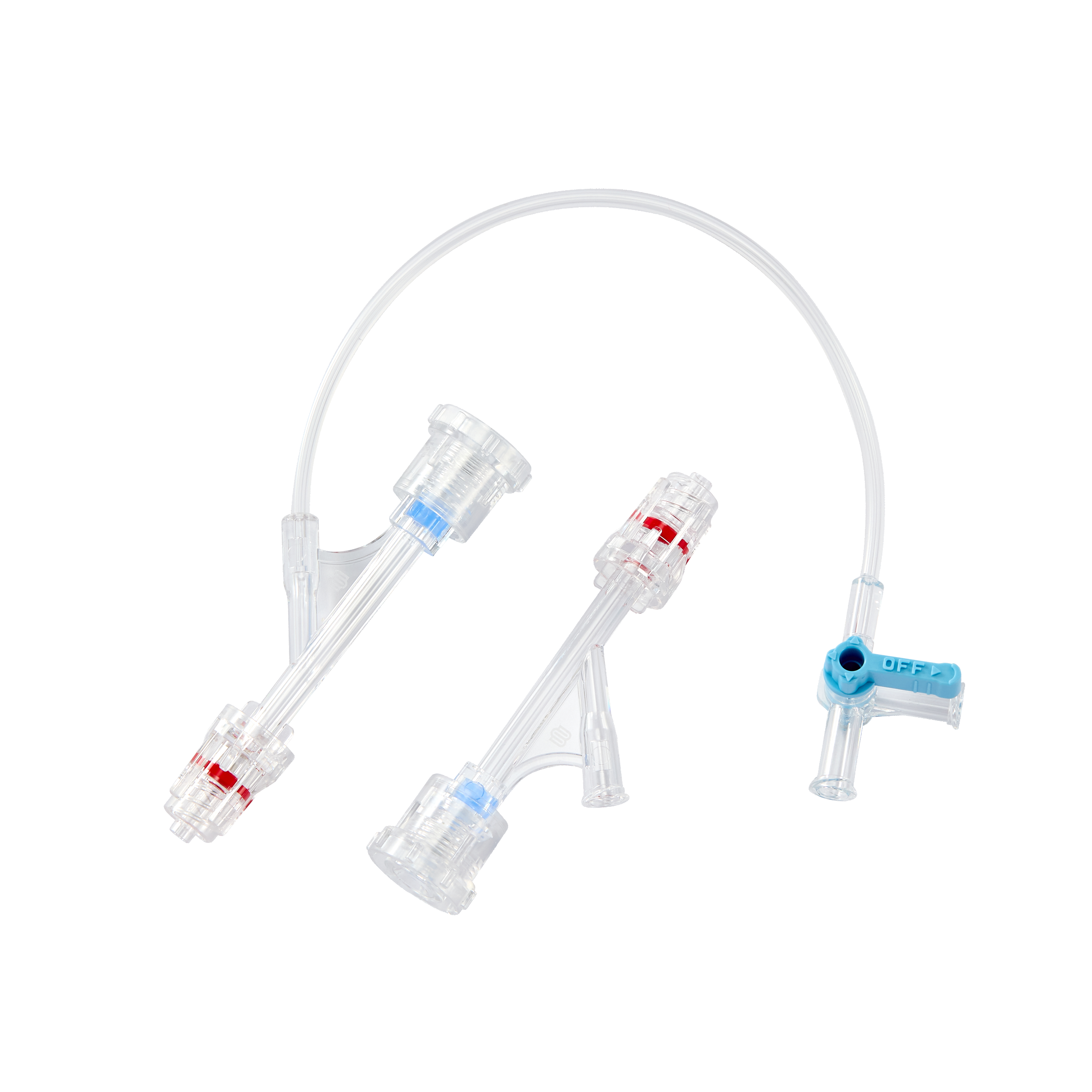 Twist Y connector with extension and stopcock