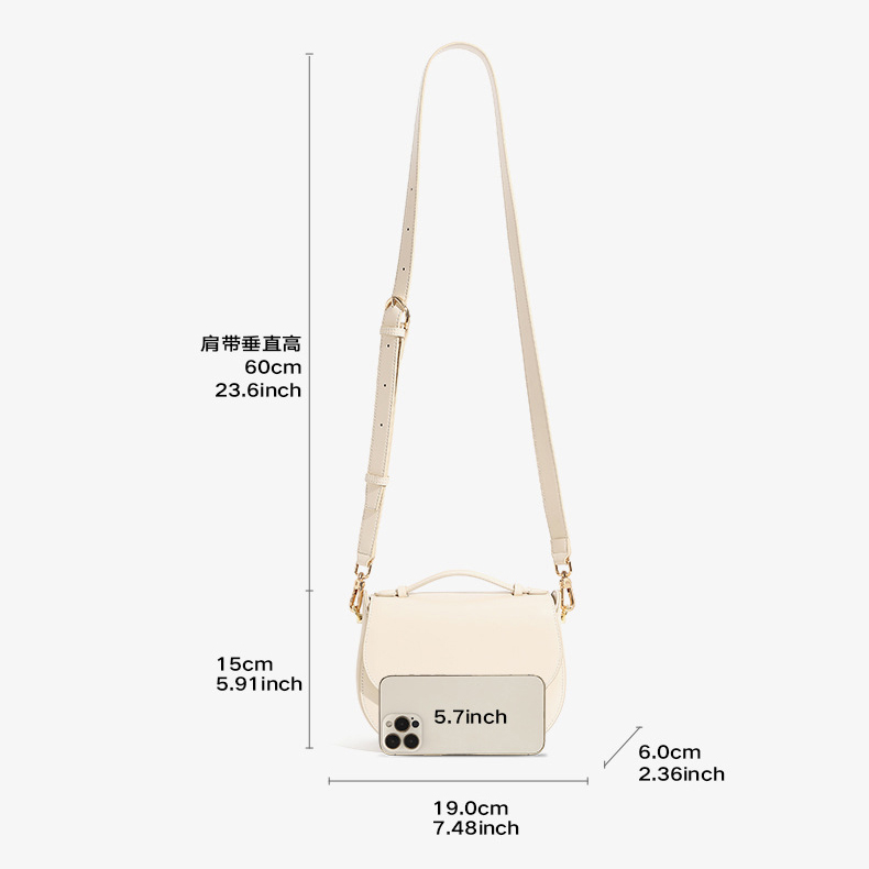 Lady Vintage Luxury Genuine Leather Saddle Crossbody Bag
