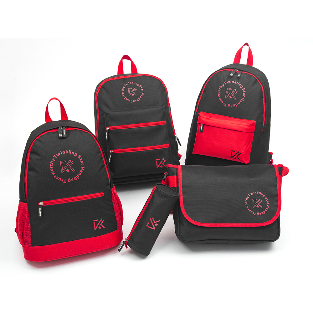 Black and Red Eco-Friendly Backpack, Handbag, Crossbody Bag, Pen Case, Student Bag Series