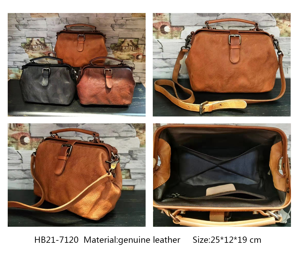 Premium Leather Retro Handmade Doctor Bag Top Handle Purse