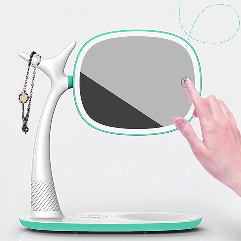 Rechargeable Makeup Mirror with Wireless Charging and 360-Degree Rotation