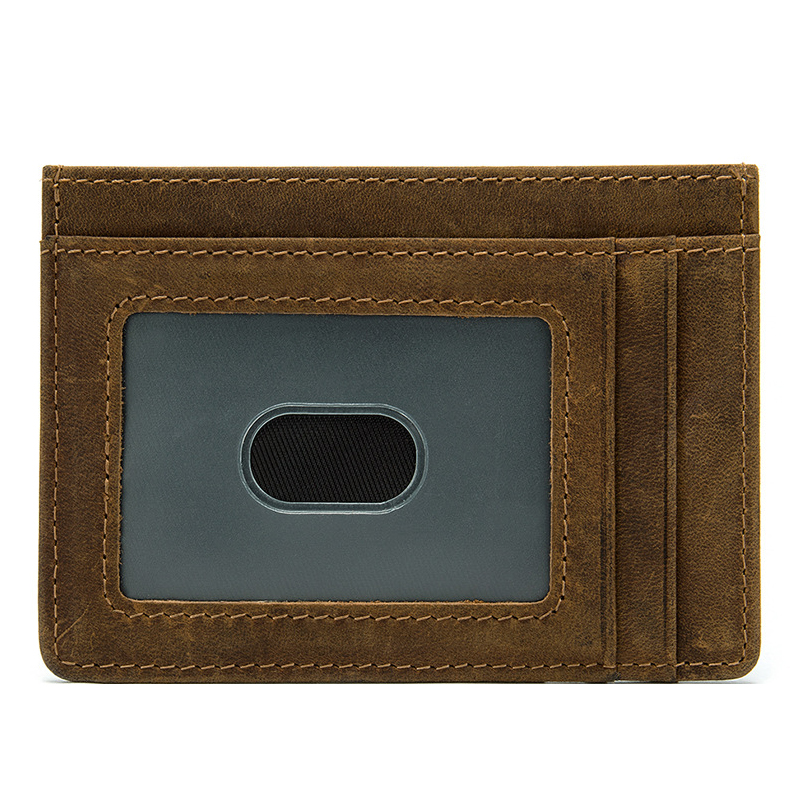 Men's Minimalist Slim Crazy Horse Leather Wallet