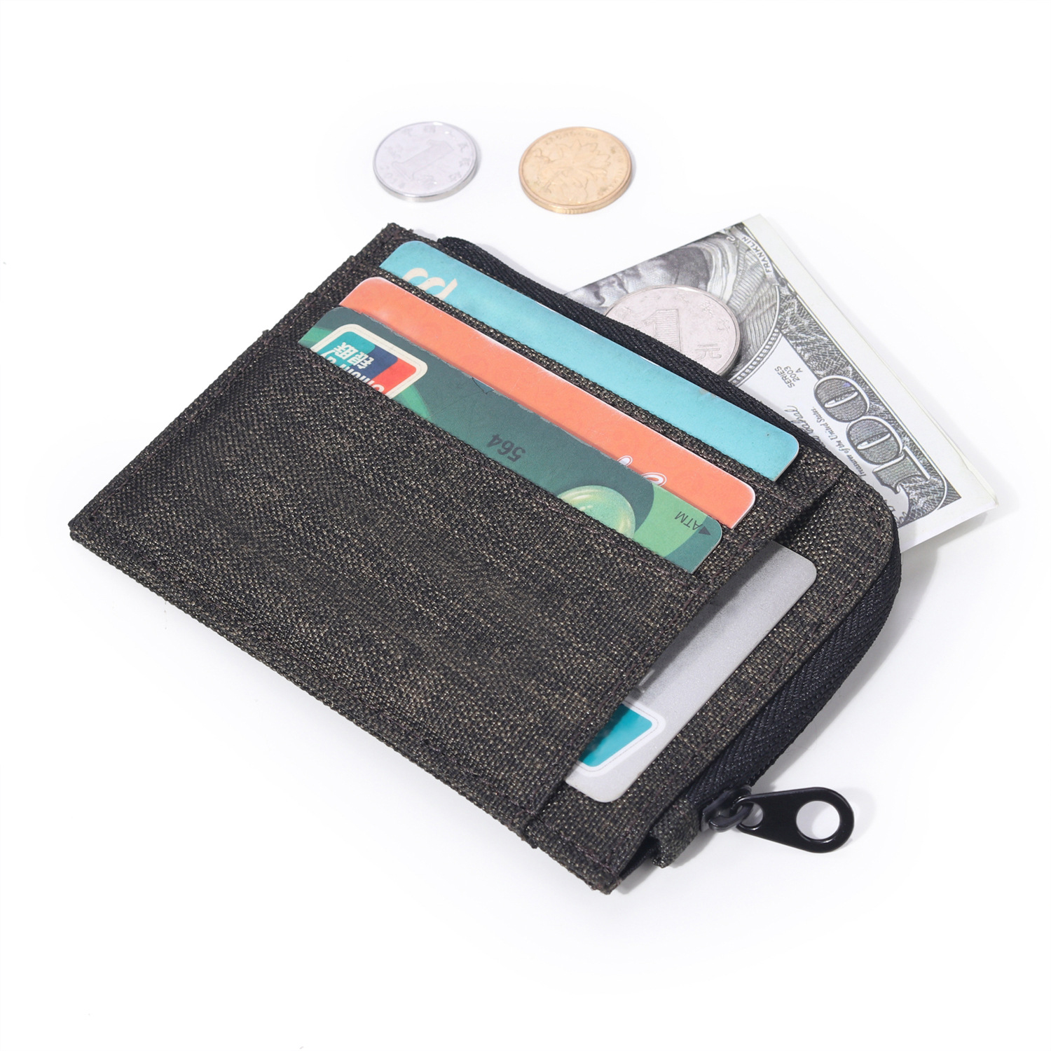 Slim Canvas Zipper Pocket Wallets for Boys and Girls