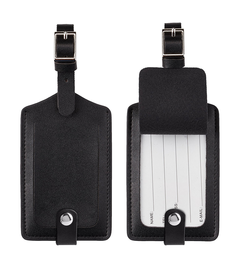 PU Leather Luggage Tag with Snap for Business Gifts and Travel