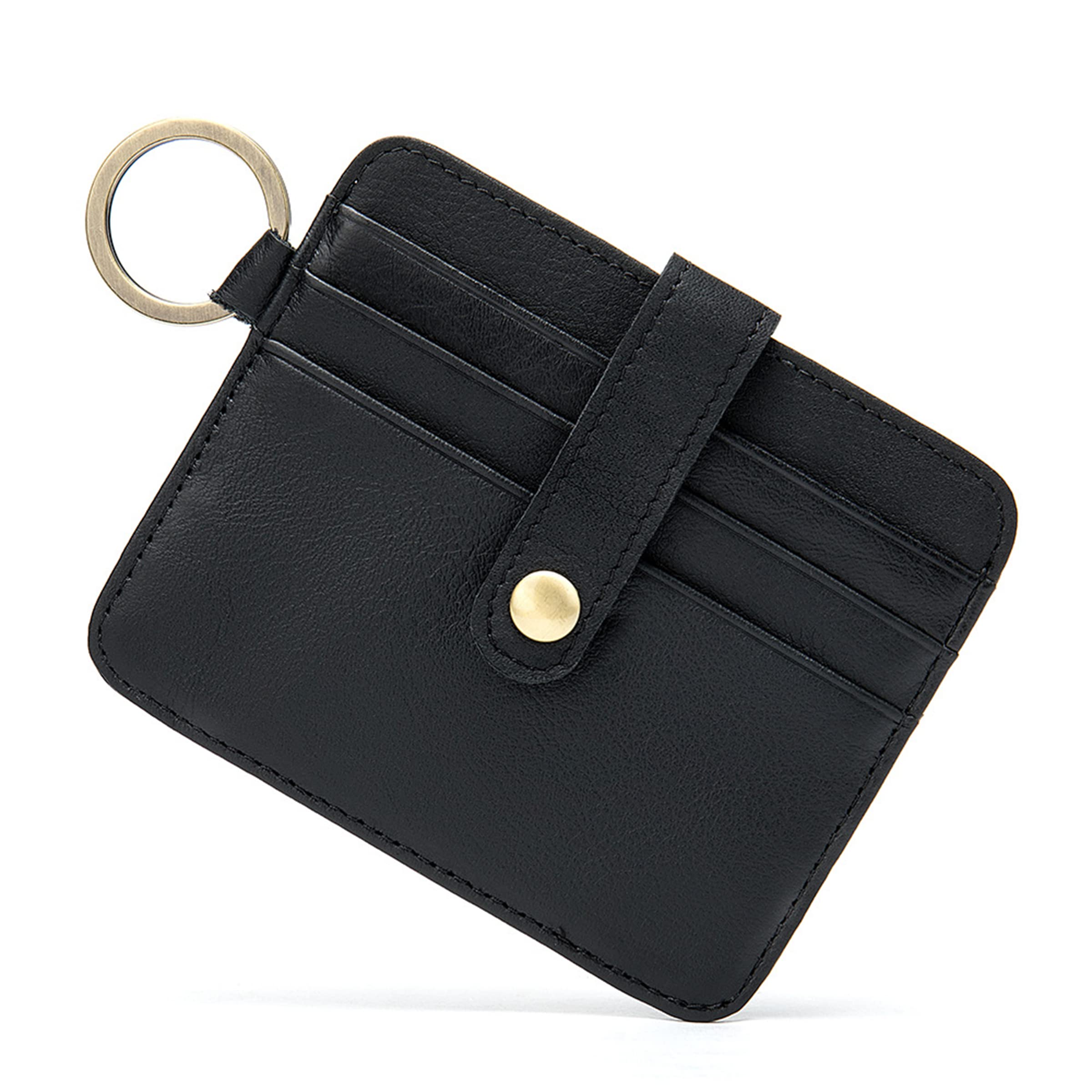 Minimalist Cowhide Leather Keychain Wallet Credit Card Holder