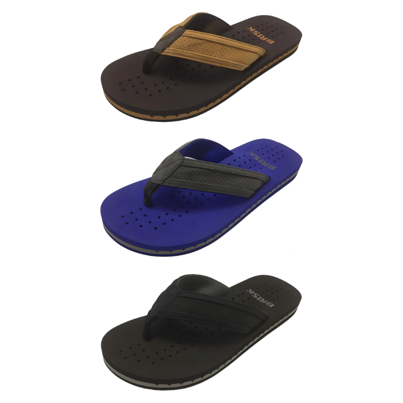 Men's Wide Beach Flip Flops with Soft Webbing Lining
