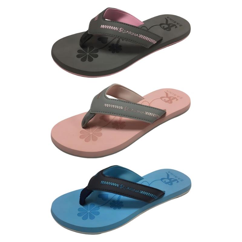 Women's Flip Flops with Webbing Strap and Special Colored TPR Sole