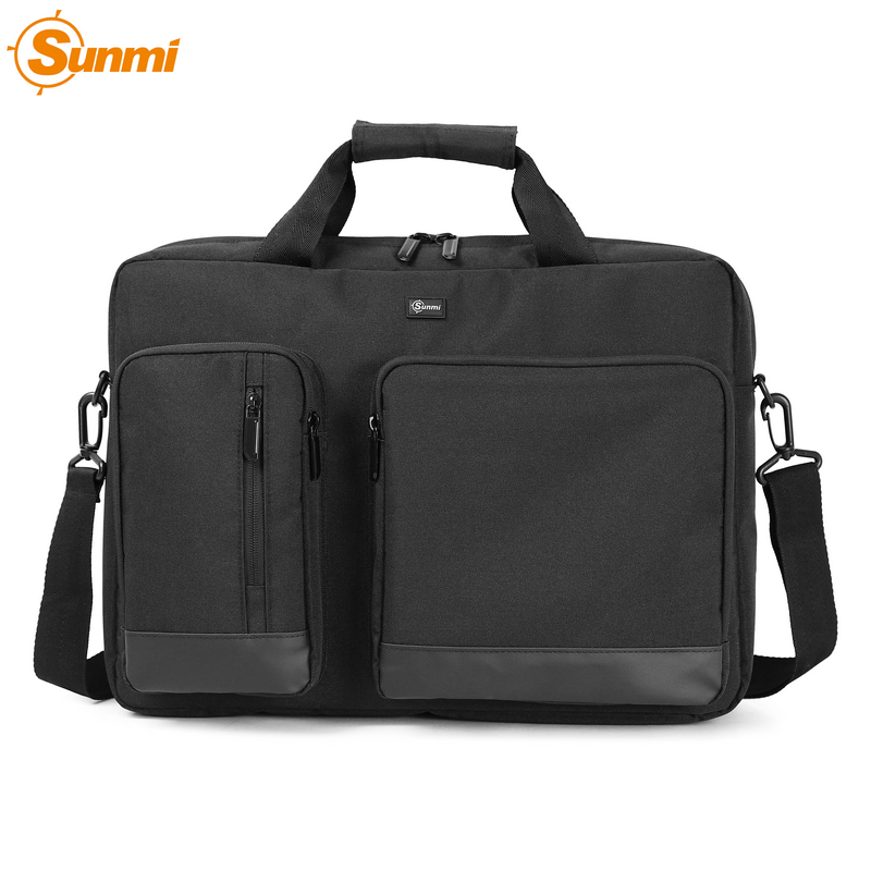 Black Laptop Shoulder Bag with Protection Pockets for Men and Ladies