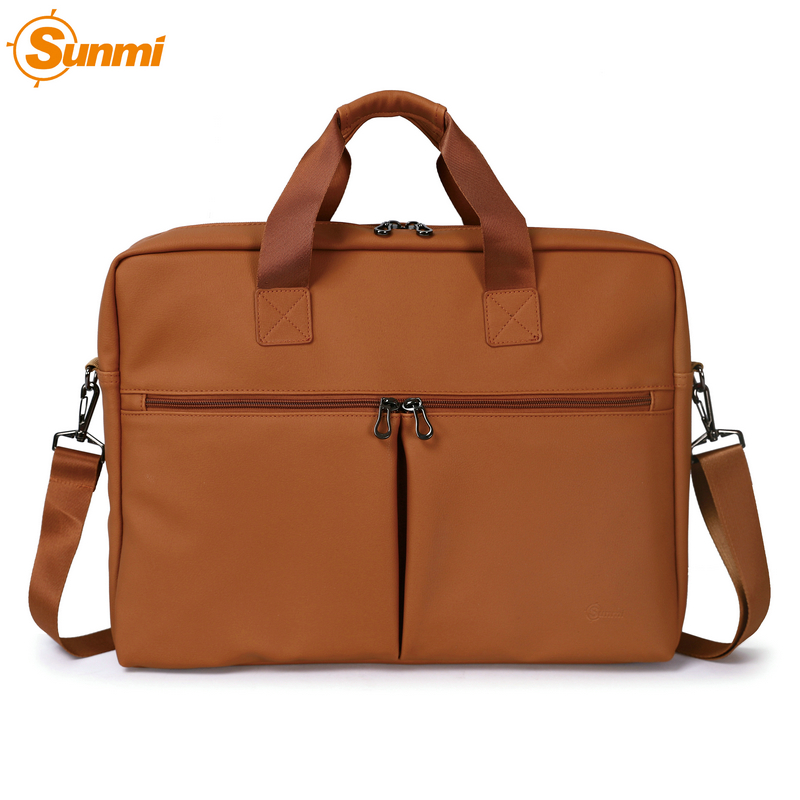 Unisex Large-Capacity Waterproof PU Laptop Messenger Bag