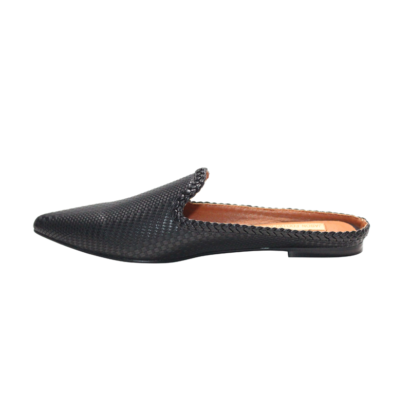 2020 Fashion OEM PU Woven Embossing Pointed Women Ballerina Flats