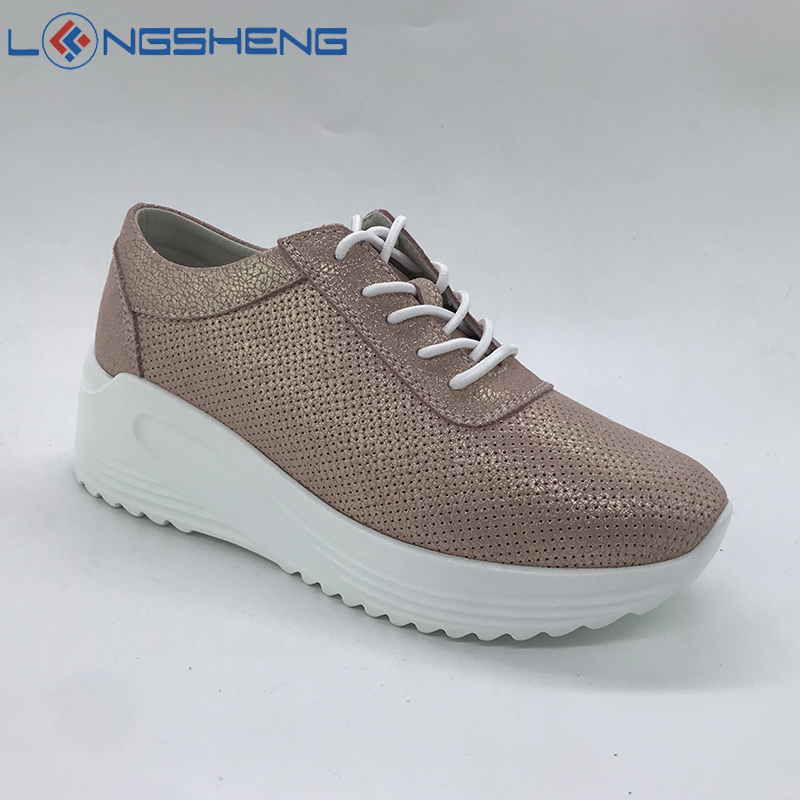 Women's Casual Leather Shoes with Lace-up Design