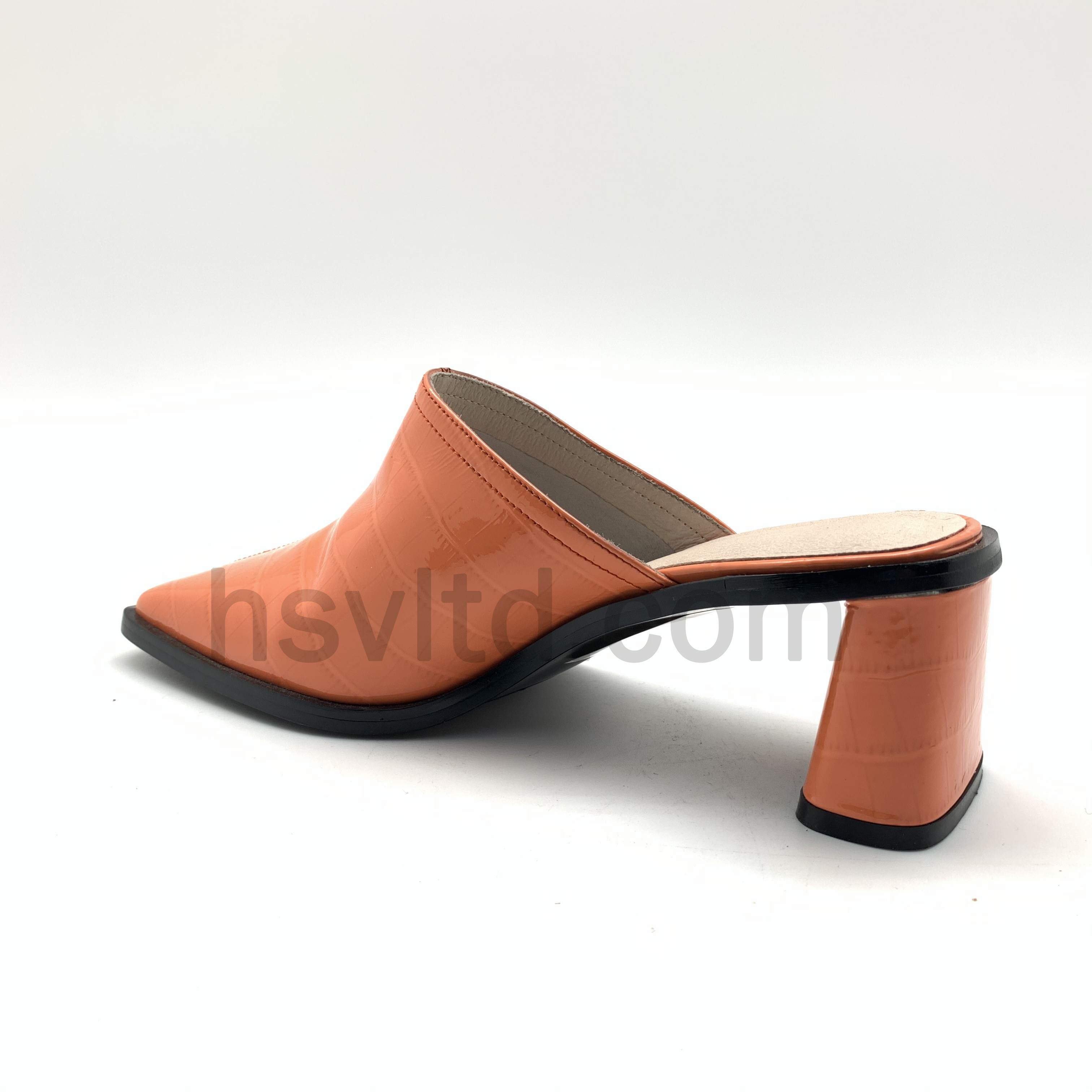 Genuine Leather Mule Sandals with Patent Leather Upper