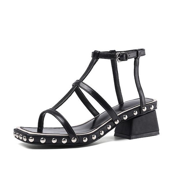 Fashion ladies mid-heel strap sandals