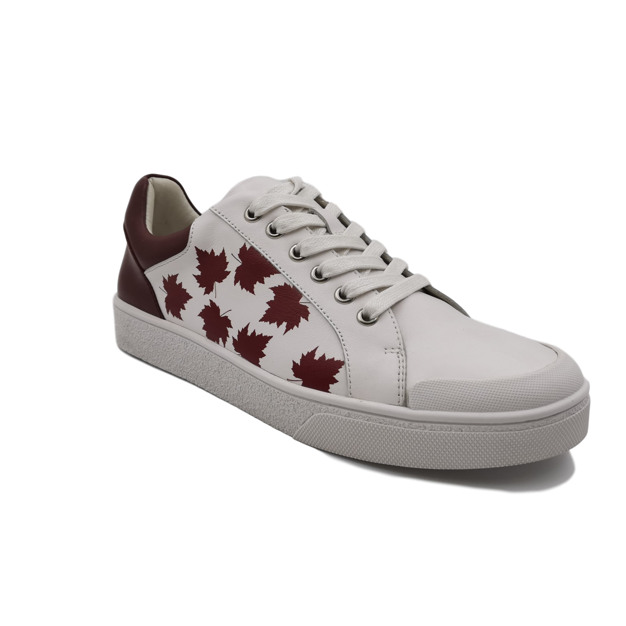 Cow leather ladies fitness sneakers with printing